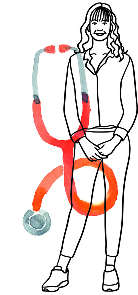 Illustratie van een vrouw met een doktersinstrument